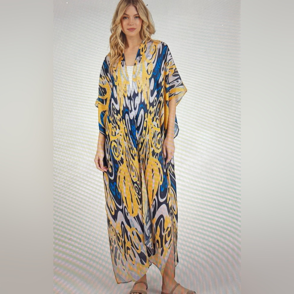 Boho Style Open Front Long Summer Kimono